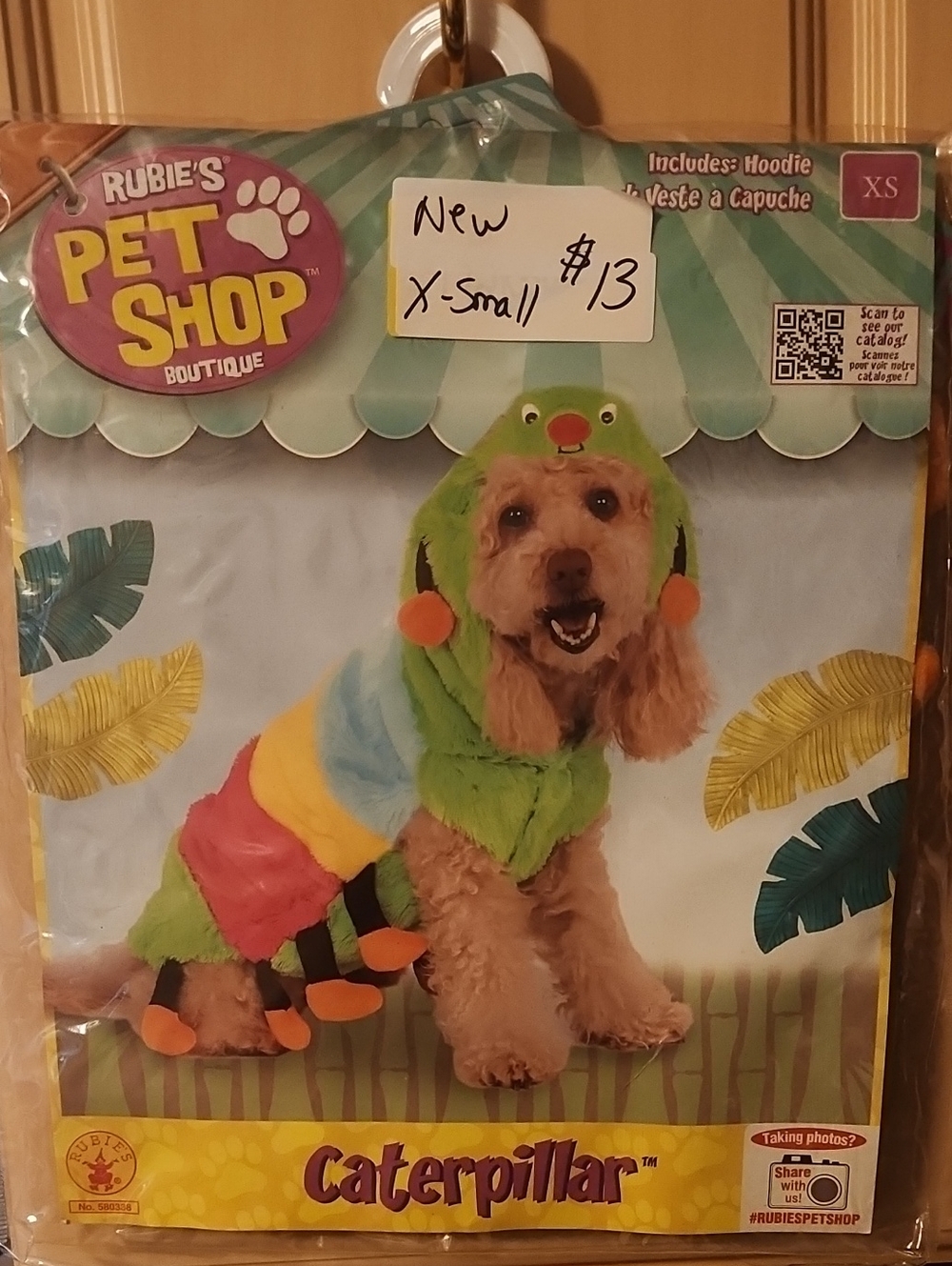Rubie’s Pet Shop Caterpillar Dog Costume - Green Multicolor Hoodie